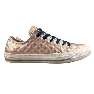 Converse Unisex Size 5.5M 7.5W All Star Rose Gold Pink Leather Sneakers 157315C